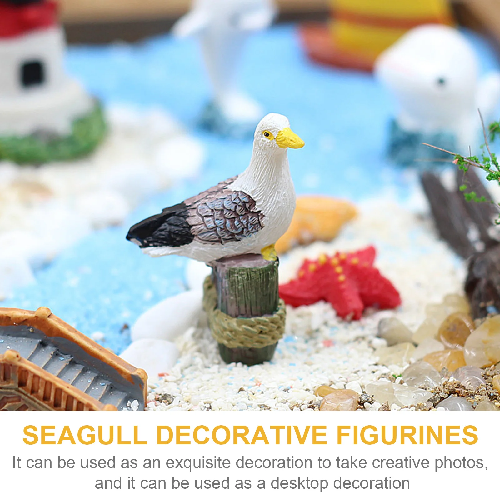 4 Pcs Miniature Seagull Decorative Figurines Resin Home Decor Fairy Garden nament Bird Statues Photo Props Tabletop Accessories