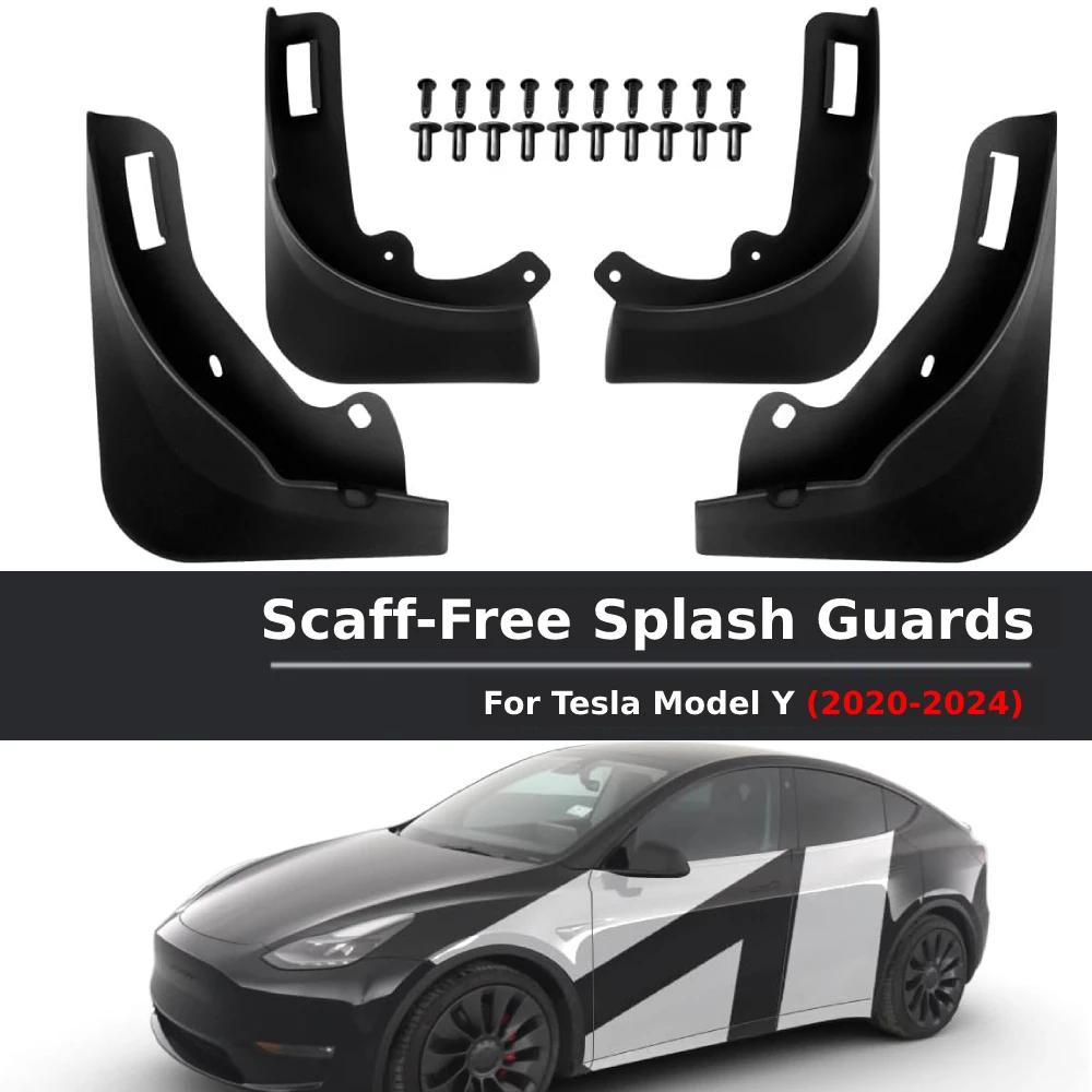 

Mud Flaps for Tesla Model Y 2024 2023 2022 2021 2020 Scaff-Free Splash Guards No Drilling Required Upgraded PP Material