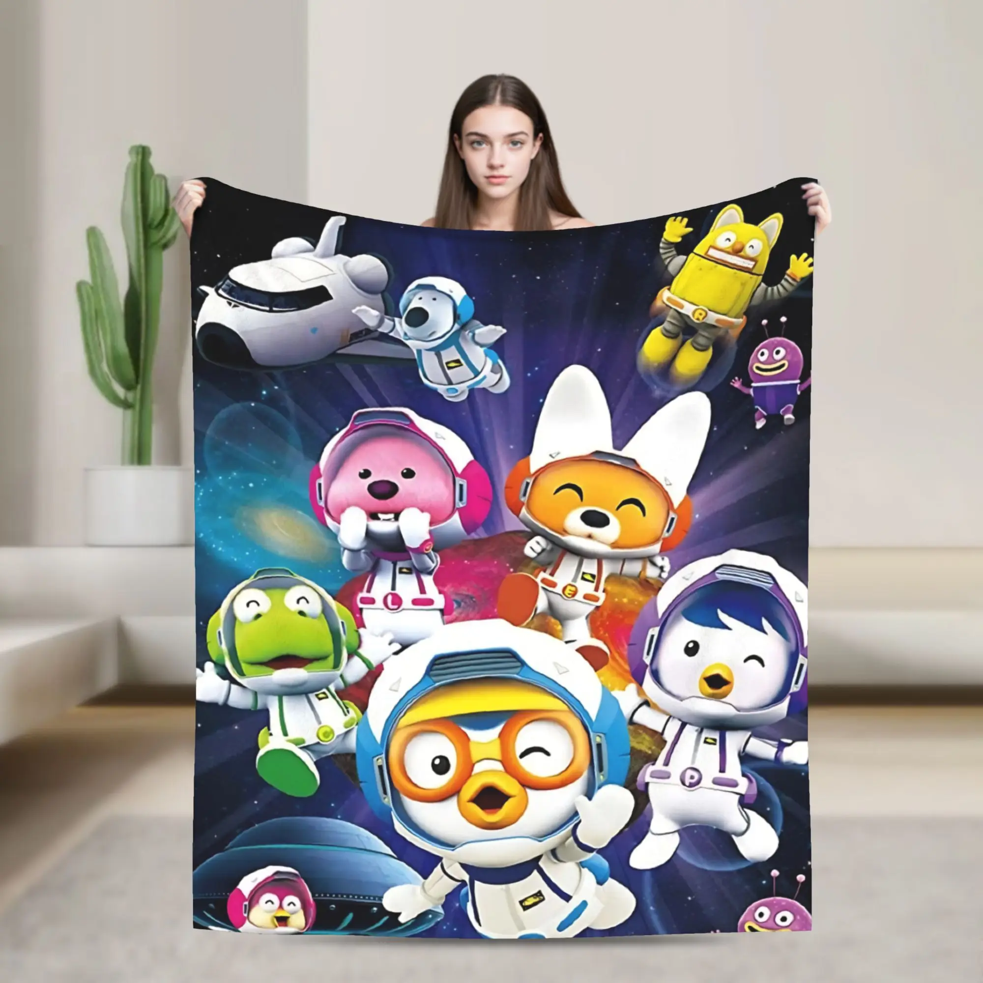 Pororos Cartoon Blanket Cover Fleece Throw Blanket Bedding Couch Decoration Soft Warm Bedsprea,