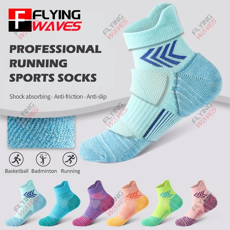 

5 Pairs Thick Sports Socks for Women Combed Cotton Ankle Nos-slip Socks Marathon Running Badminton Towel Bottom Socks