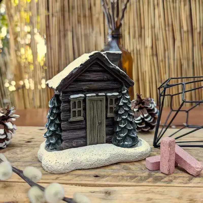 Cross-border New Christmas Decorative Props Christmas Hut Incense Burner Office Home Decoration Resin Handicraft Ornament
