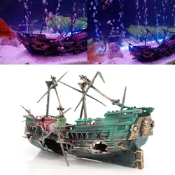 Large Aquarium Decoration Boat Aquarium Ship Air Split Shipwreck Fish Tank Decor