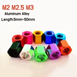 M2 M2.5 M3 Colorful Aluminum Alloy Hex Standoff Spacer,Rod Coupling Joint Sleeve Extension Nuts Hex Column Pillars