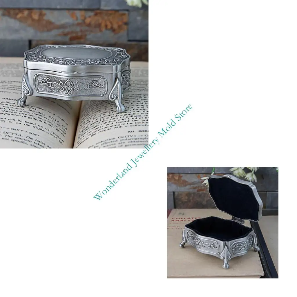 

H7EB Retro Jewelry Organizers Alloy Crafted Desktop Decoration Wedding Ring Holder