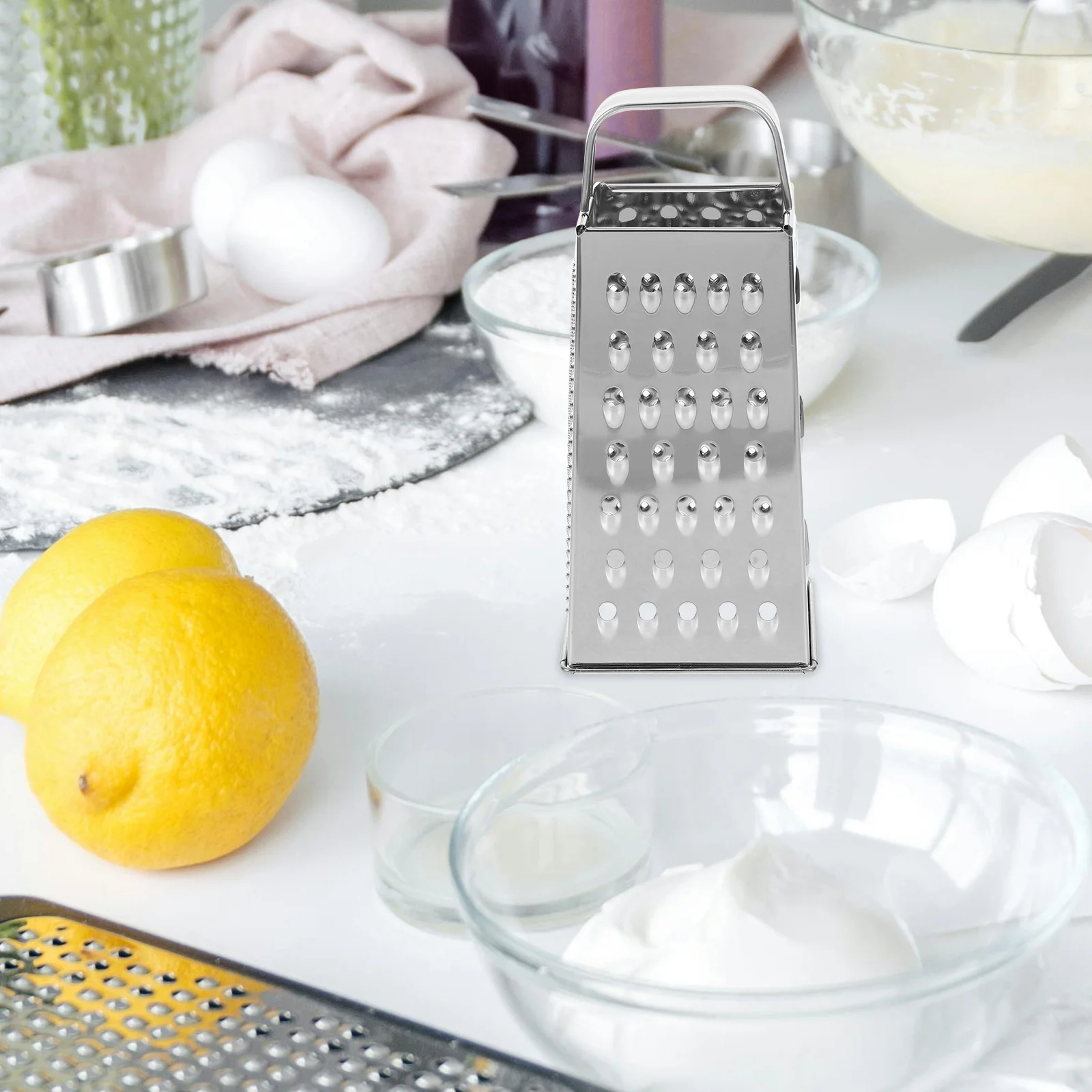 

Stainless Steel Grater Vegetable Chopper Four Sided Kitchen Tool Silver Multi Functional Handheld Fruit Easy Storage Cook