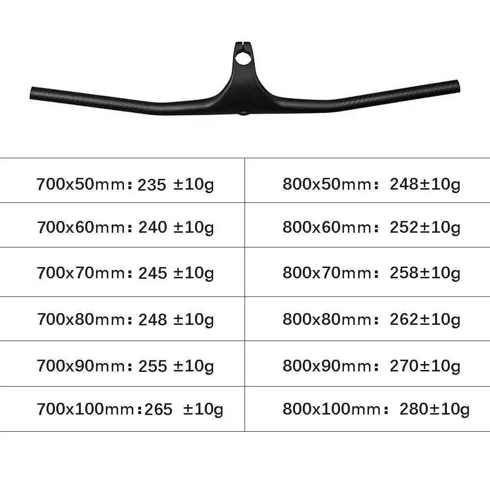 Elita One MTB Handlebar Carbon XC Integrated Handlebar Carbon Bar & Stem -20 Degrees 50-100mm Bicycle Handlebar Width 700 - 800m