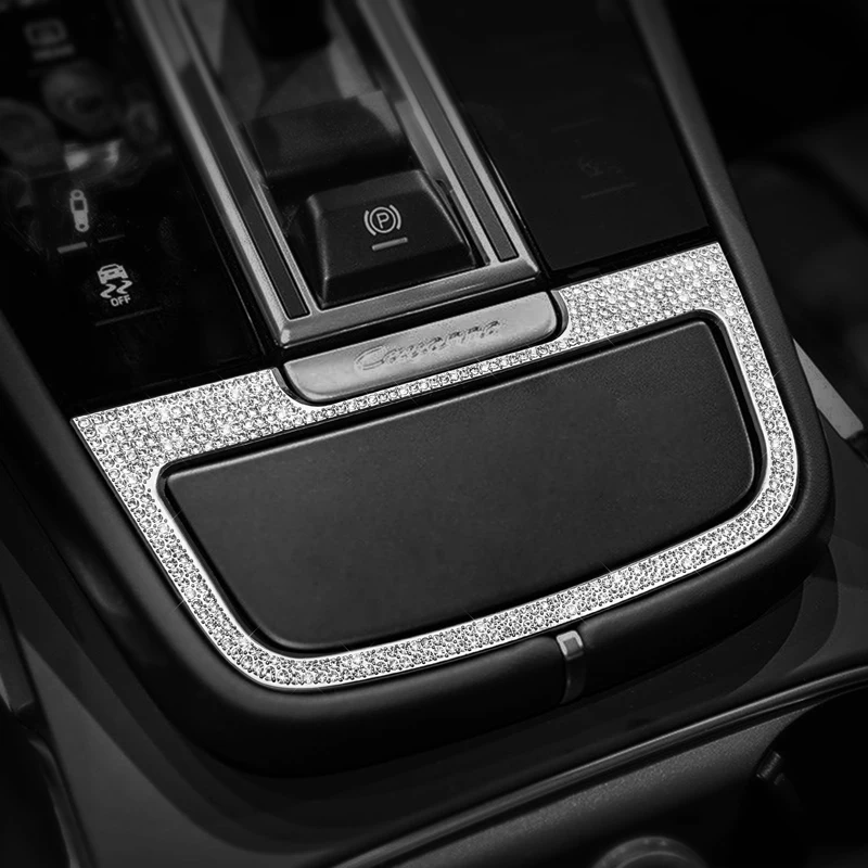 Steering Wheel Emblem Upgrade,Metal Rhinestone Decals for Cayenne 2011‑2024,  Air Vent & One‑Touch Start Button Decor Stickers