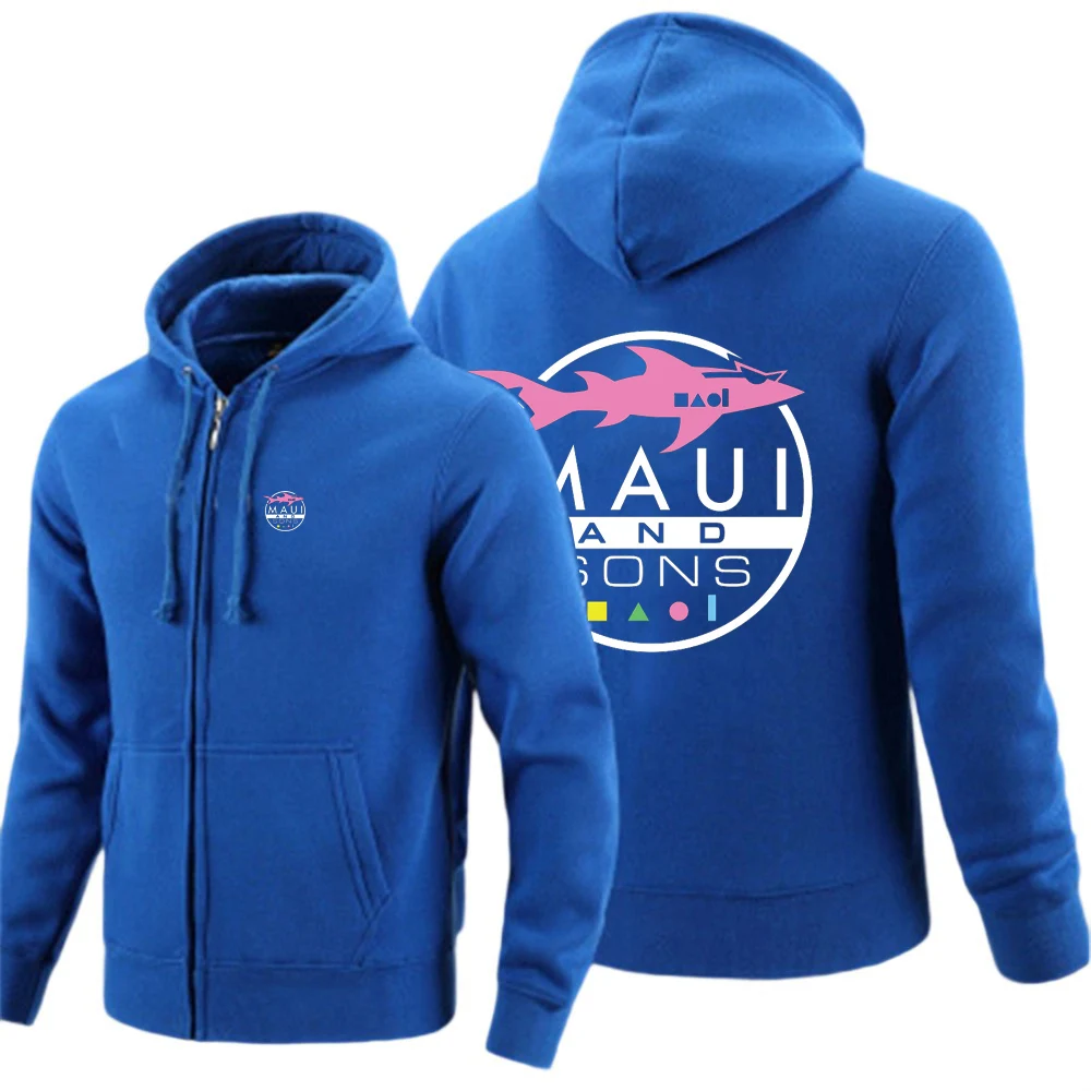 Maui And Sons Shark Hoodies Autumn Men Sweatshirts Long Sleeve Jacket Hoodies Zipper Closure Leisure Slim Fit Coat view 3