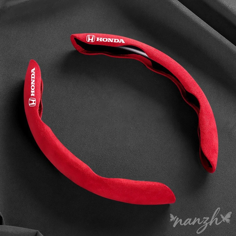 Suede Universal Car Steering Wheel Booster Cover Keychain For Honda Civic 10 11th Jazz City Gen Hrv Fit Accord Mugen RR Forza view 2