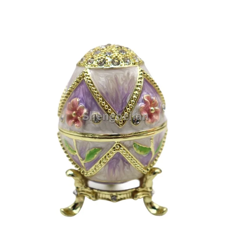 Easter Egg Faberge egg Hand Painted Trinket Box Purple Egg Ornaments to Store Jewelry, Unique Easter Day Gift