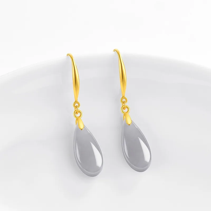 

TIMESWIN светло-фиолетовый натуральный нефрит с подвеской в виде капли воды женские серебряные серьги S925 с сертификатом