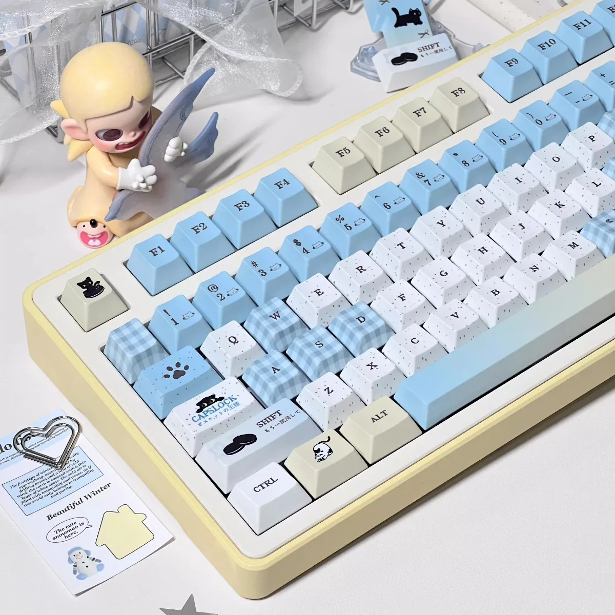 Retro Gothic Font Ice and Fire Keycaps  PBT Cherry Profile Black and White keys caps customized mechanical keyboard MX switch