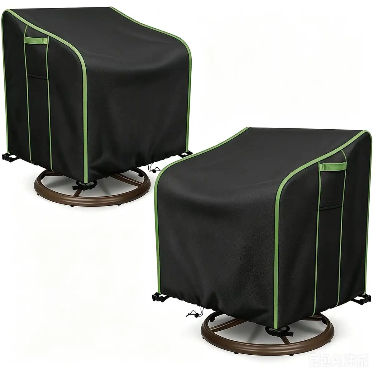 2‑Pack Patio Swivel Chair Covers, Waterproof UV‑Resistant Outdoor Rotating Lounge Chair Protector, Windproof Dust‑Proof Furnitur
