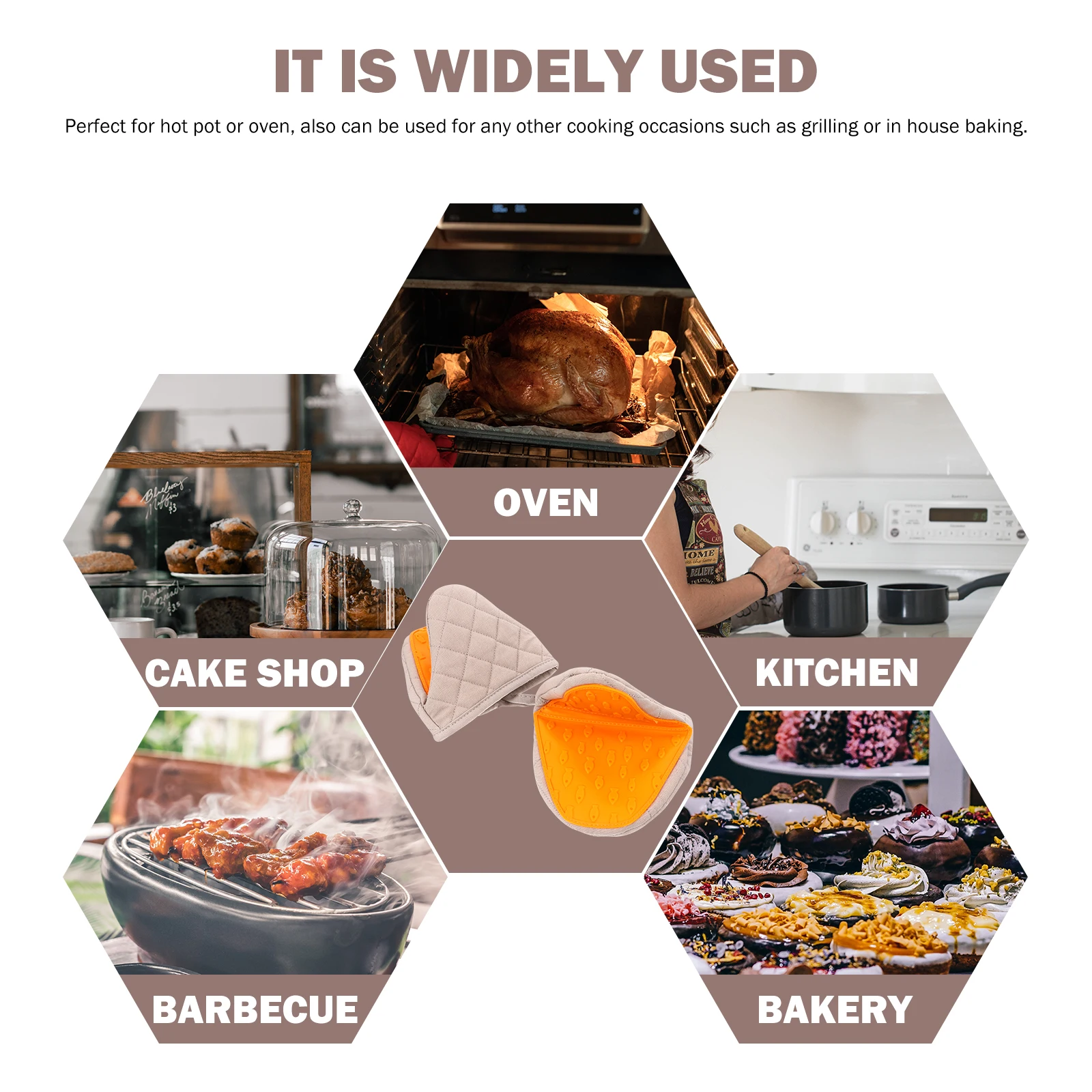 

2pcs Heat Resistant Mitts Silicone Oven Gloves Thermal Protection Yellow Microwave Kitchen Supplies Cooking Accessories