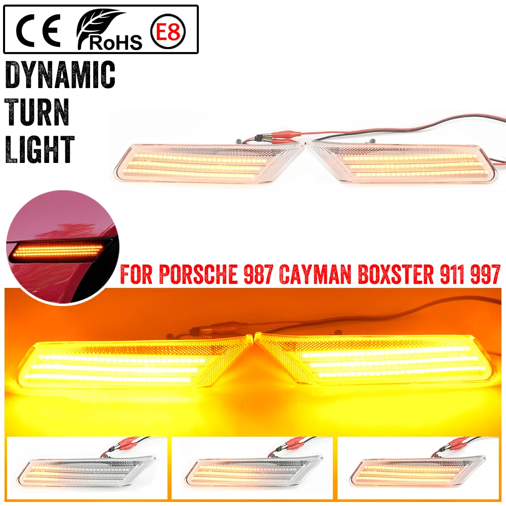 

Dynamic LED Flashing Turn Signal Lamp Side Marker Lights For Porsche 997 911 GT2 GT2 Boxster Cayman 987 997631033