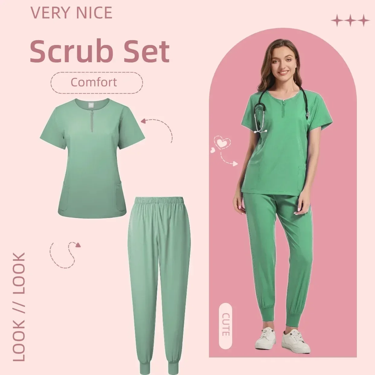 Wielokolorowy salon paznokci z krótkim rękawem apteka strój pielęgniarki szpital lekarz odzież robocza mundury chirurgii stomatologicznej peelingi medyczne S