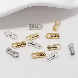 25pcs Crimp End Caps with Loop Cord Tube Copper Silver Gold Color Plated Fasteners Clasp Fit Wire Leather Cord DIY Jewelry Findi