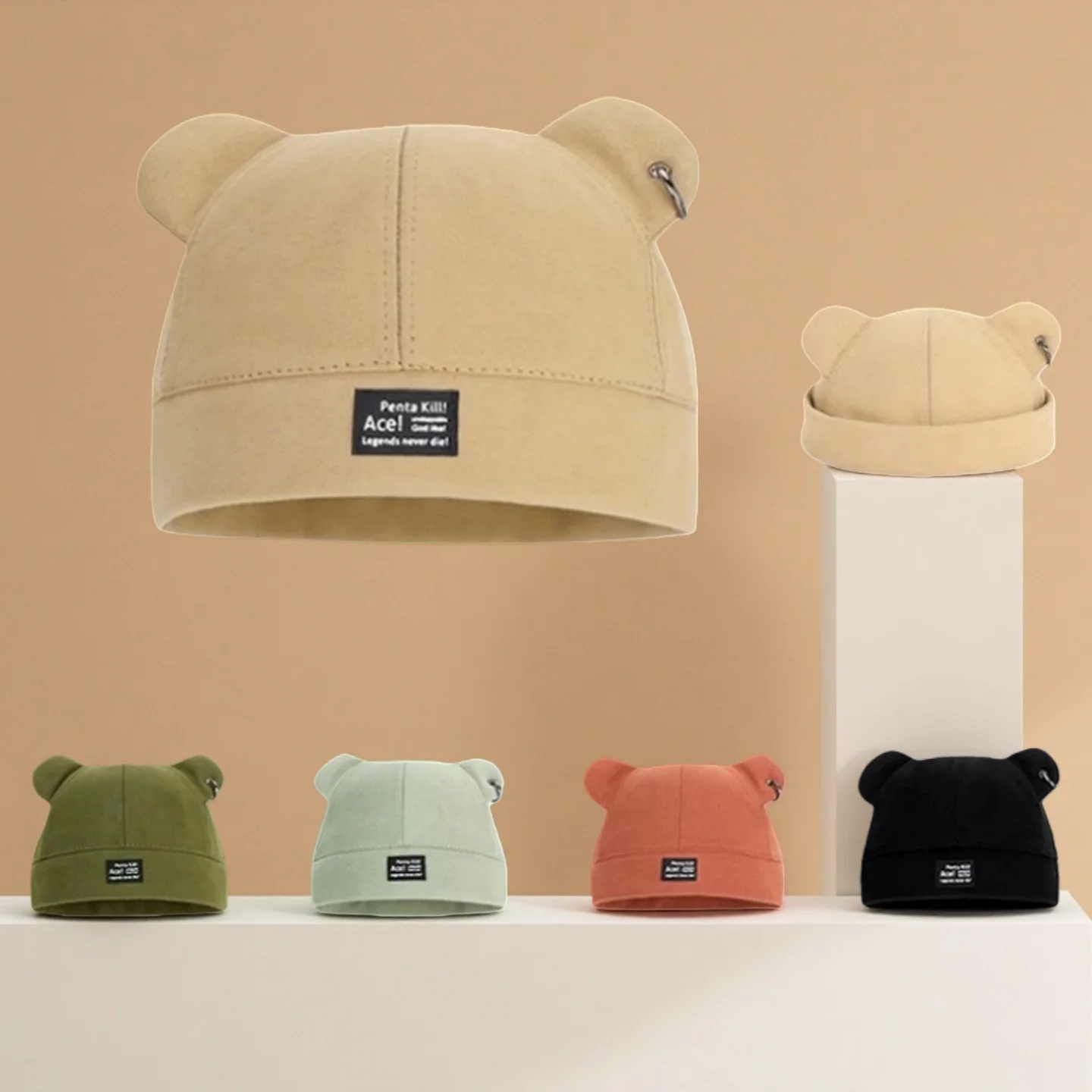 Autumn and Winter New Cute Kitten Ear Hat Personality Hip-Hop Street Style Melon Skin Hat Trend