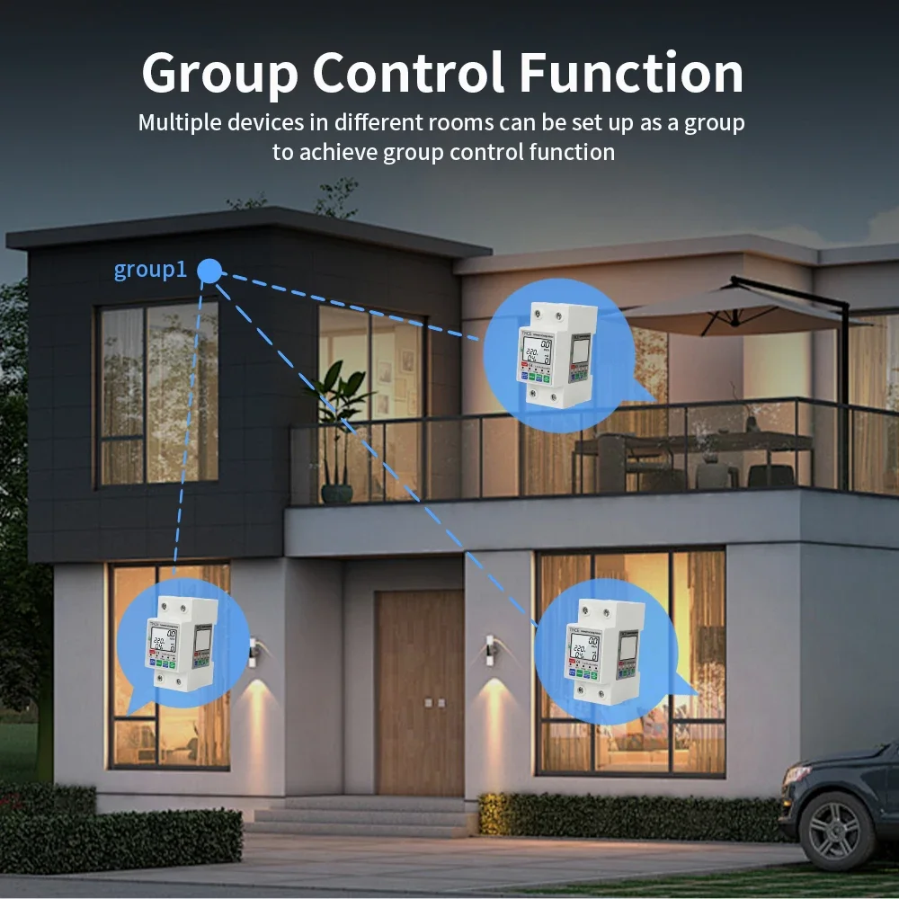 TNCE Tuya Energy Meter 63A 2p WIFI, Over/Under Voltage current Leakage Protector switch, Smart kWh Power Circuit Relay Breaker