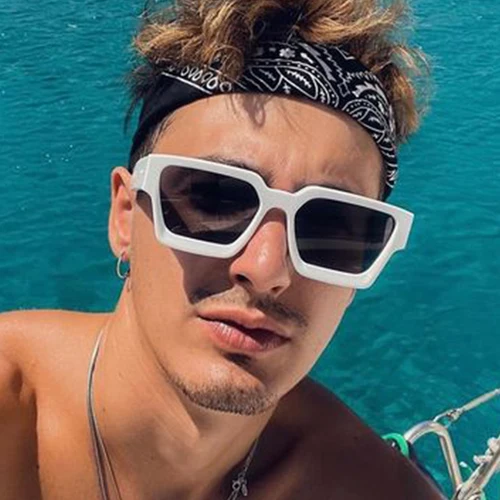 Imagen 2 del producto Gafas de sol cuadradas Steampunk para hombre, gafas de sol Retro Punk de diseñador de marca de lujo, gafas de sol populares Ins Unisex para hombre