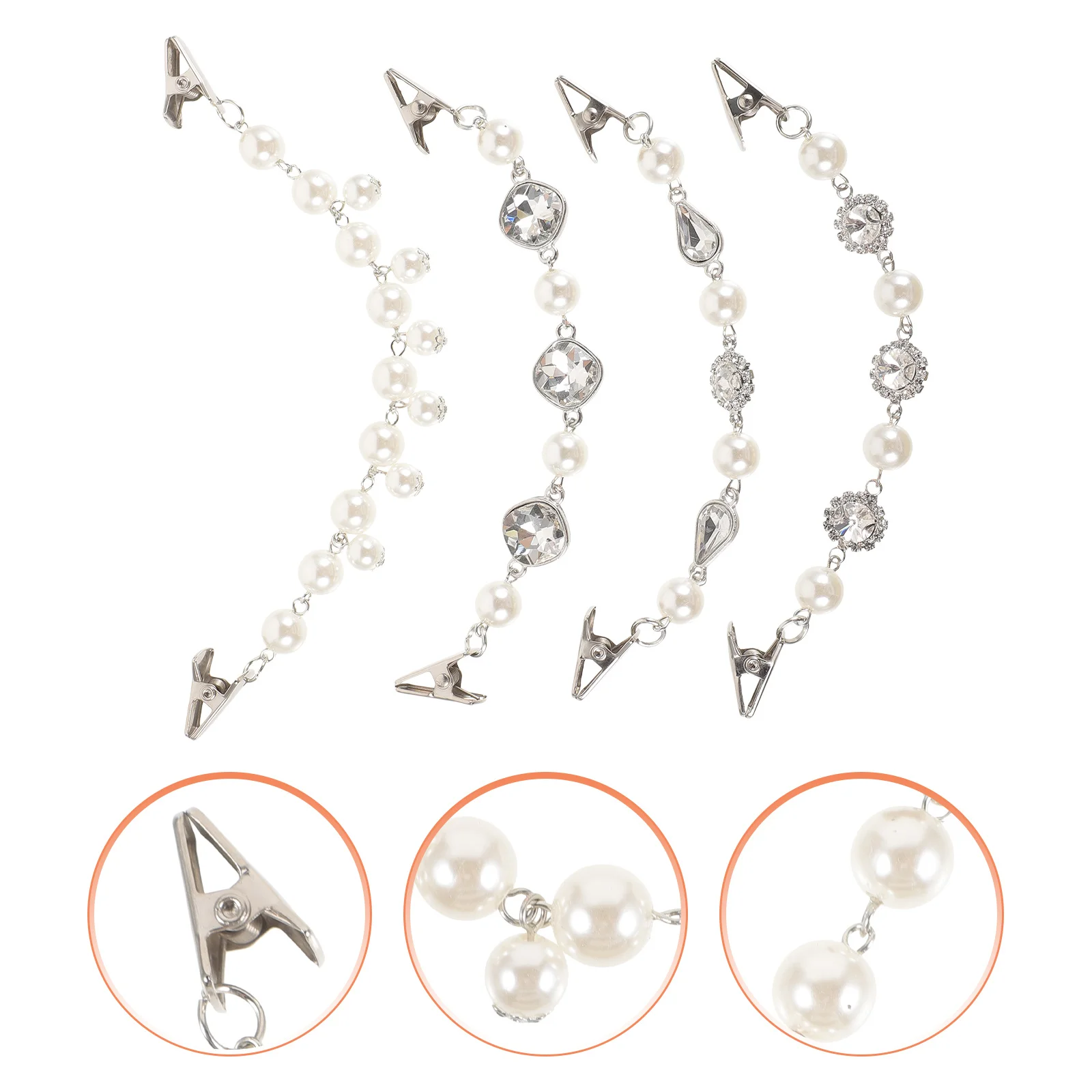 

4Pcs Pearl Accent Sweater Clips Vintage Inspired Brooch Clasps for Coat Shirt Dress Shawl Scarf Elegant Clothing Accessories