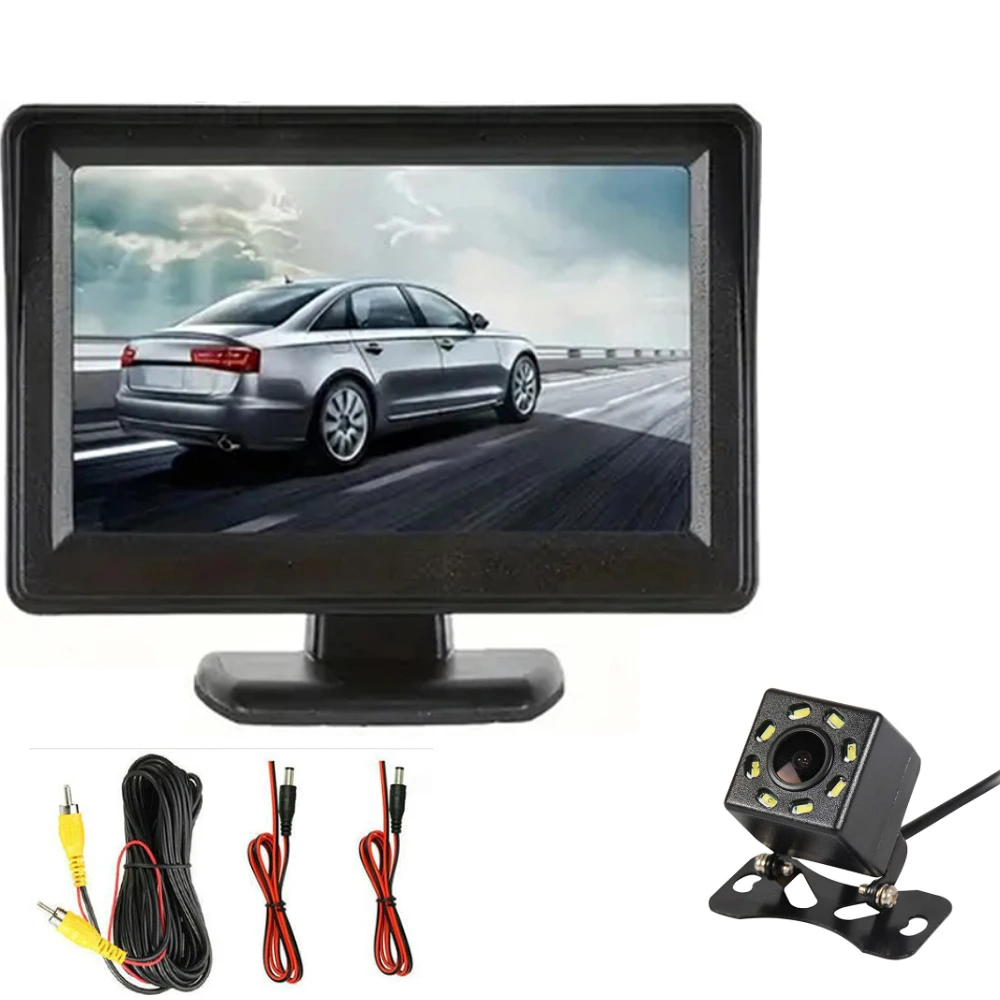 Car Rear View Backup 4LED Camera Waterproof HD Camera 4.3inch HD Display lCD Monitor Full Set Parking system For Pickup Van RV