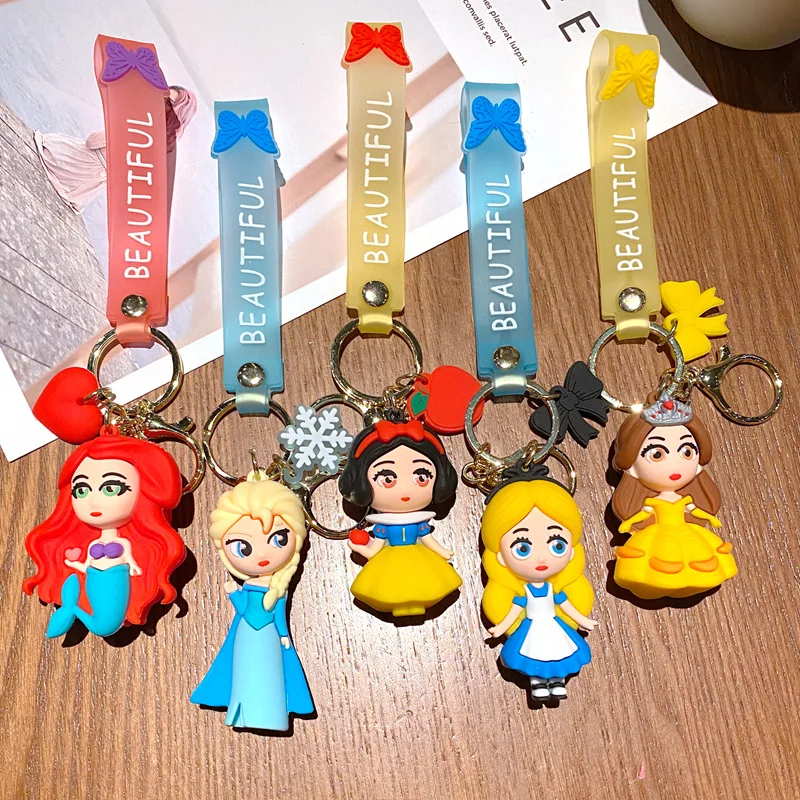 MINISO Cartoon Anime Meerjungfrau Prinzessin Schlüsselanhänger, Auto Schlüsselanhänger, Handytasche für Paare, hängende Dekoration, Schlüsselanhänger, Kindergeschenk