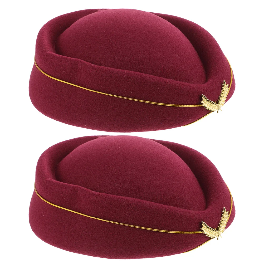 

2Pcs Stewardess Hat Size 56-58cm Flight Attendant Cap Airline Uniform Plane Cosplay Costume Accessories Ladies