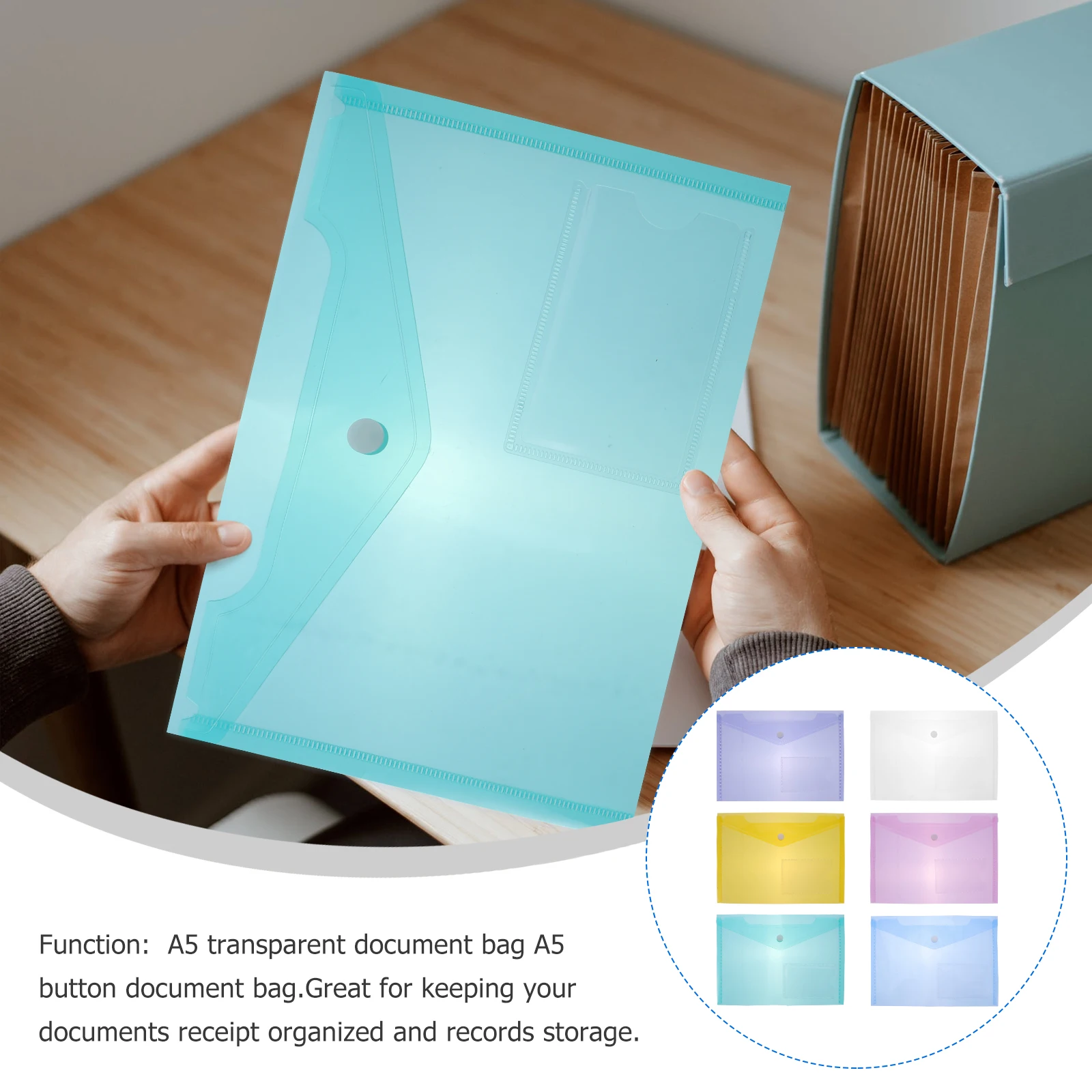 

30pcs Snap Button File Bag A5 Document Folder Storage Organizer Waterproof Pp Plastic Office School Stationery Folder File
