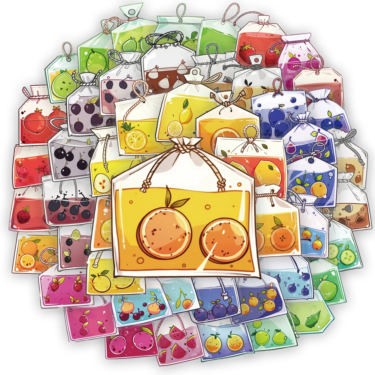 50PCS Cartoon Fruit Tea Bag Fun Stickers DIY Phone Case Laptop Water Cup Computer Toy Stickers