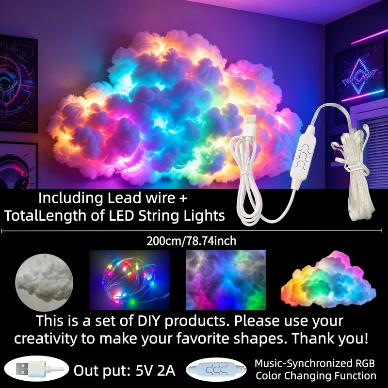 RGB Fantasy Thundercloud Light Smart Light Supports Music Synchronized RGB Changes Festival Gifts The Preferred Lighting