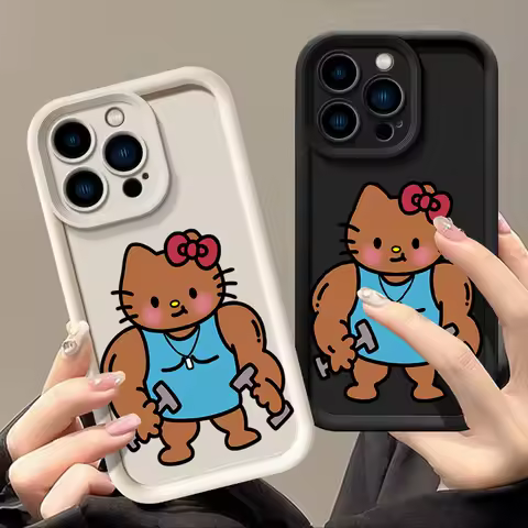 Sanrio Strong Hello Kitty Case For Samsung Galaxy S25 S24 S23 S22 S21 Ultra Plus FE A15 A16 A26 A33 A35 A36 A53 A56 Soft Cover