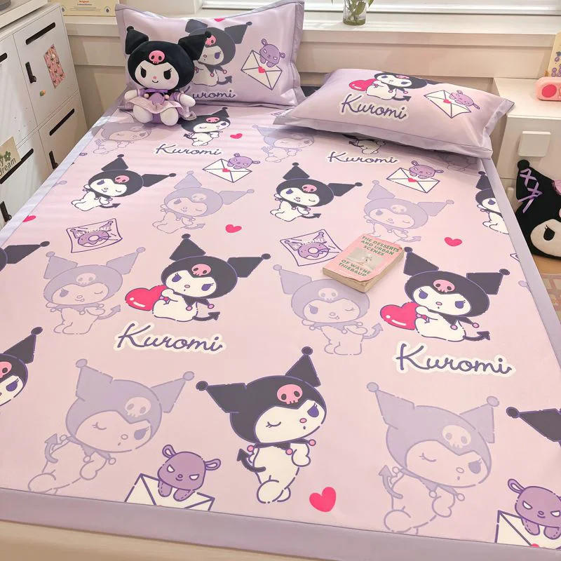 Sanrio Cartoon Cinnamoroll Kuromi Hello Kitty Bedding Summer Kawaii Anime Soft Ice Shreds Cold Pad Pillow Cover Set Girl Gifts