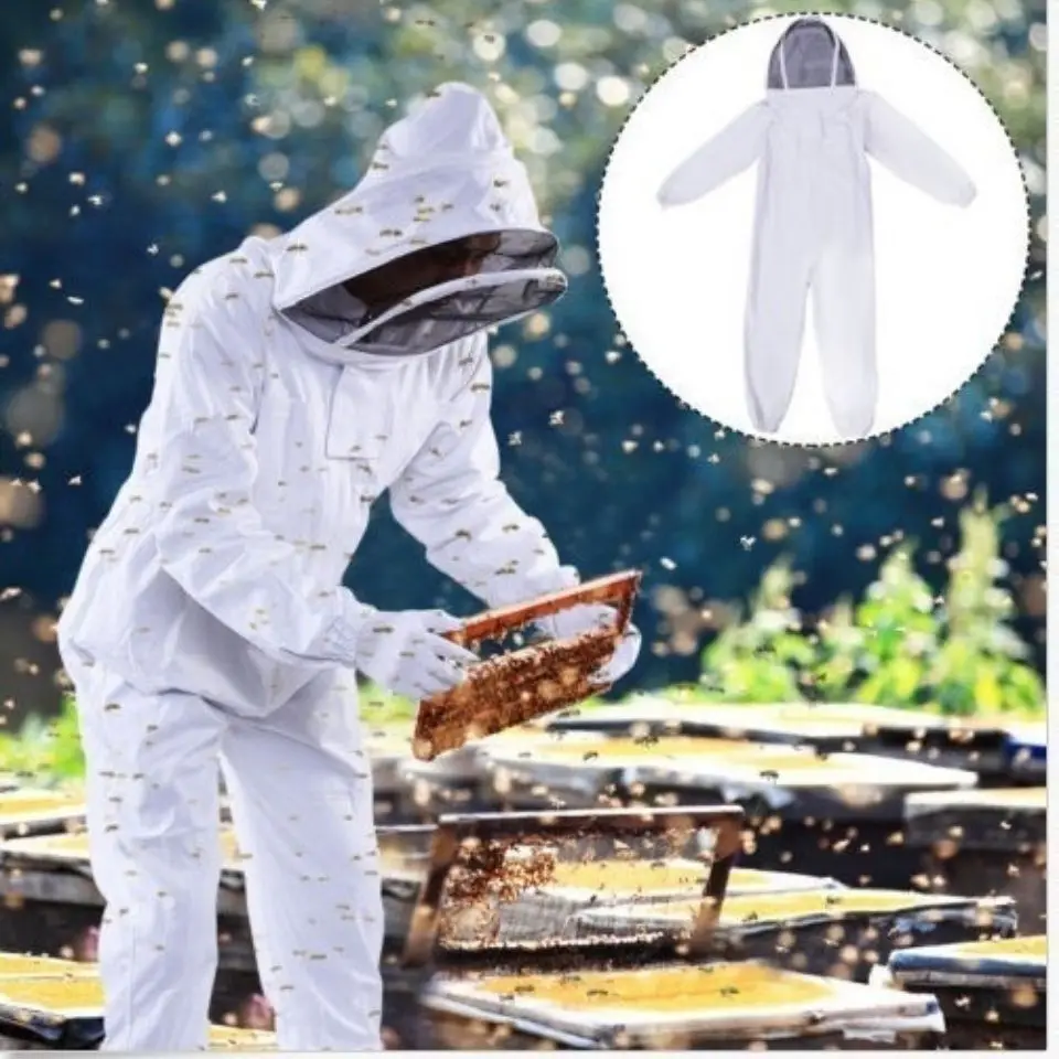 One piece space suit, thickened, breathable, anti bee clothing, beekeeping special with bee hat