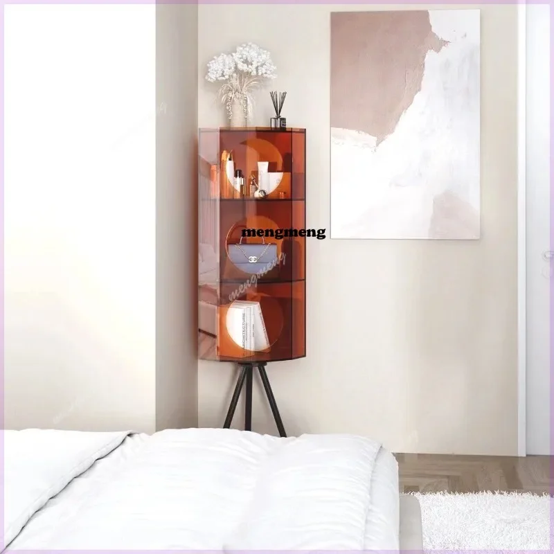 Triangle Dining Room Bookcase Corner Living Room Bedroom Side Cabinet Acrylic Shelf Wine Cabinet