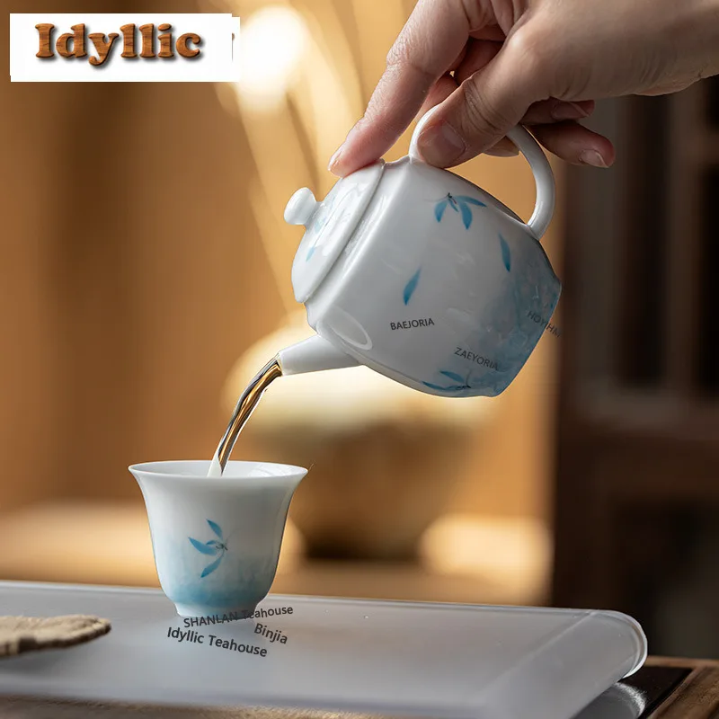 HOYIHM 140ml Hand-painted Butterfly Orchid Teapot Retro Tea Infuser Pot Tea Soaking Kettle With Ball Hole Drinkware Supplies Cha