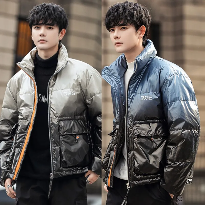 

Утепленная куртка-пуховик с воротником-стойкой для мужчин и молодежи, модная теплая белая пуховая куртка, спортивная верхняя одежда