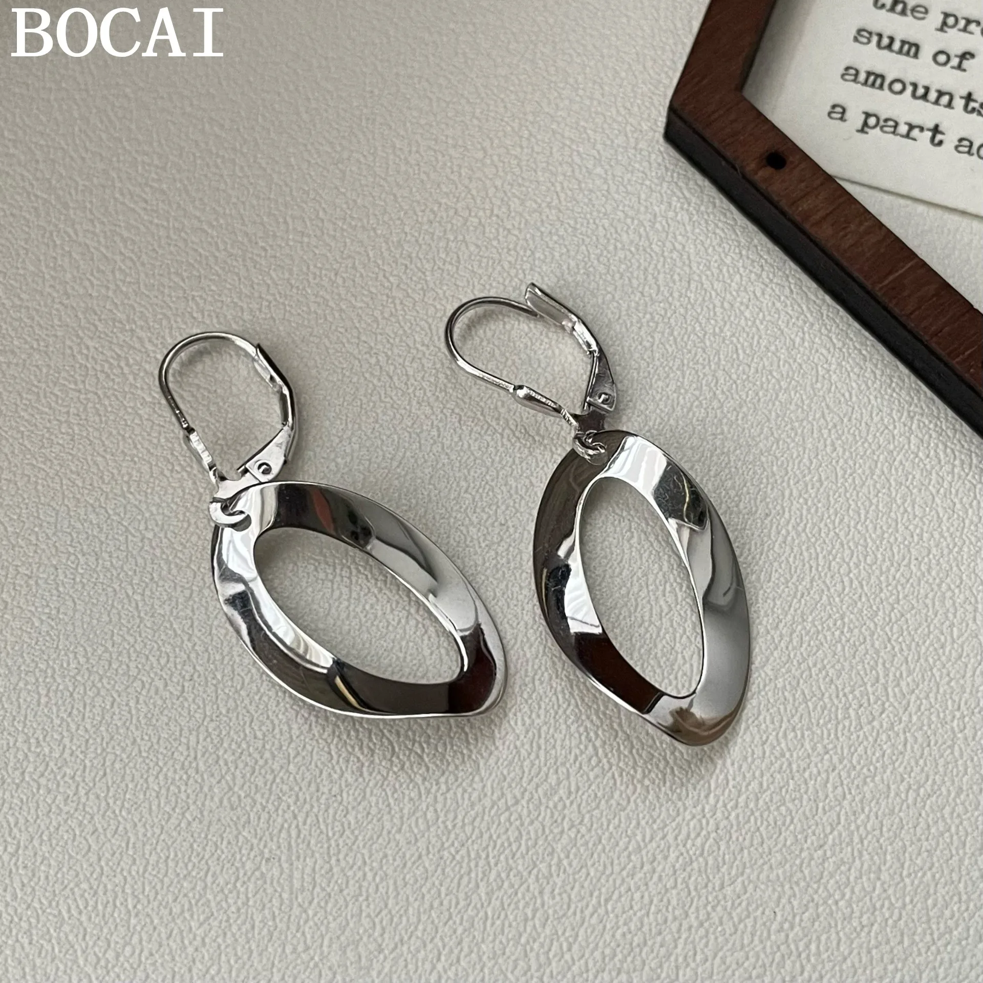 

Новые простые и стильные витые овальные серьги BOCAI из стерлингового серебра S925, идеально подходящие в качестве подарка для женщин.