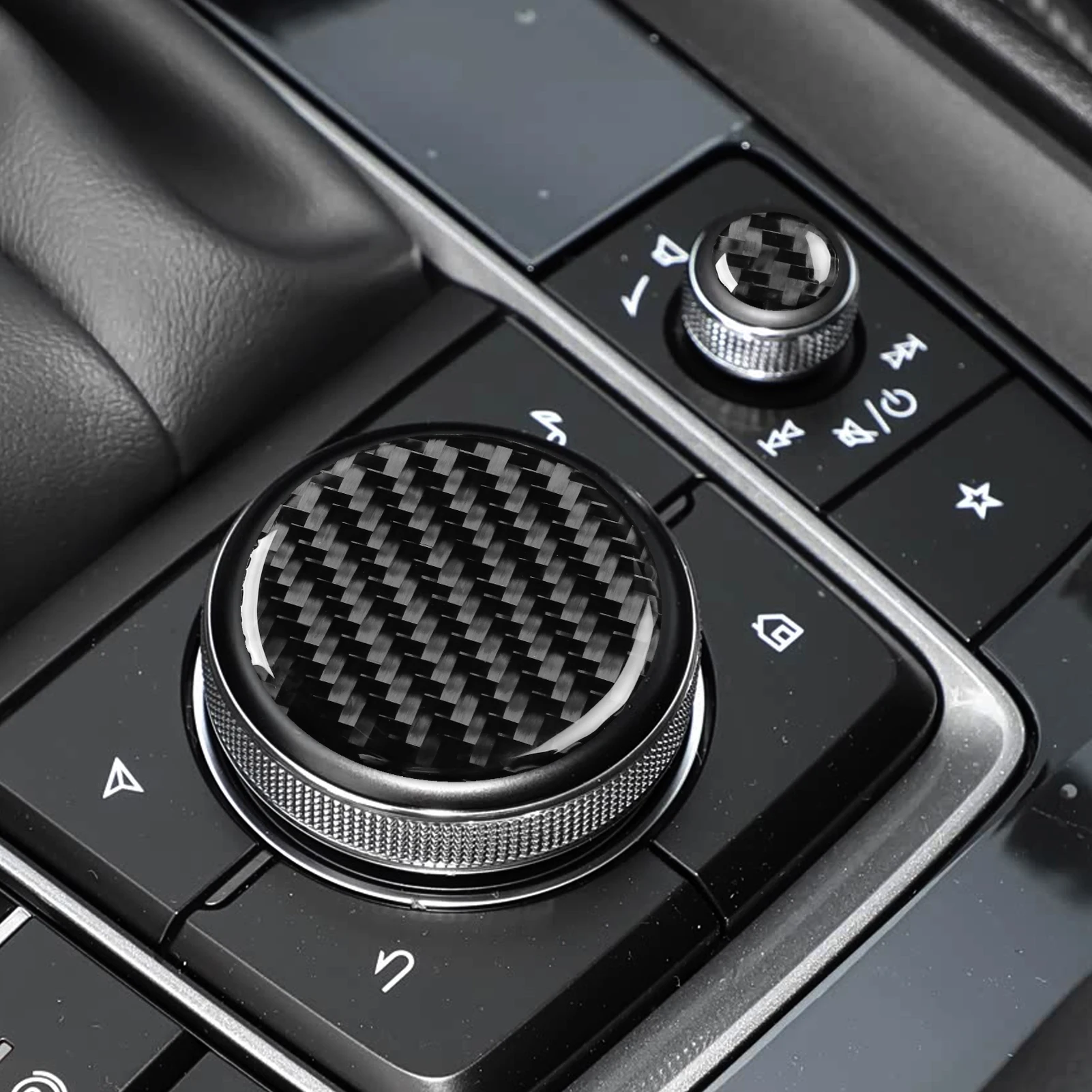 Real Carbon Fiber For Mazda CX-50 2022–2024 Car Center Console Multimedia Control Knob Trim Sticker Interior Accessories