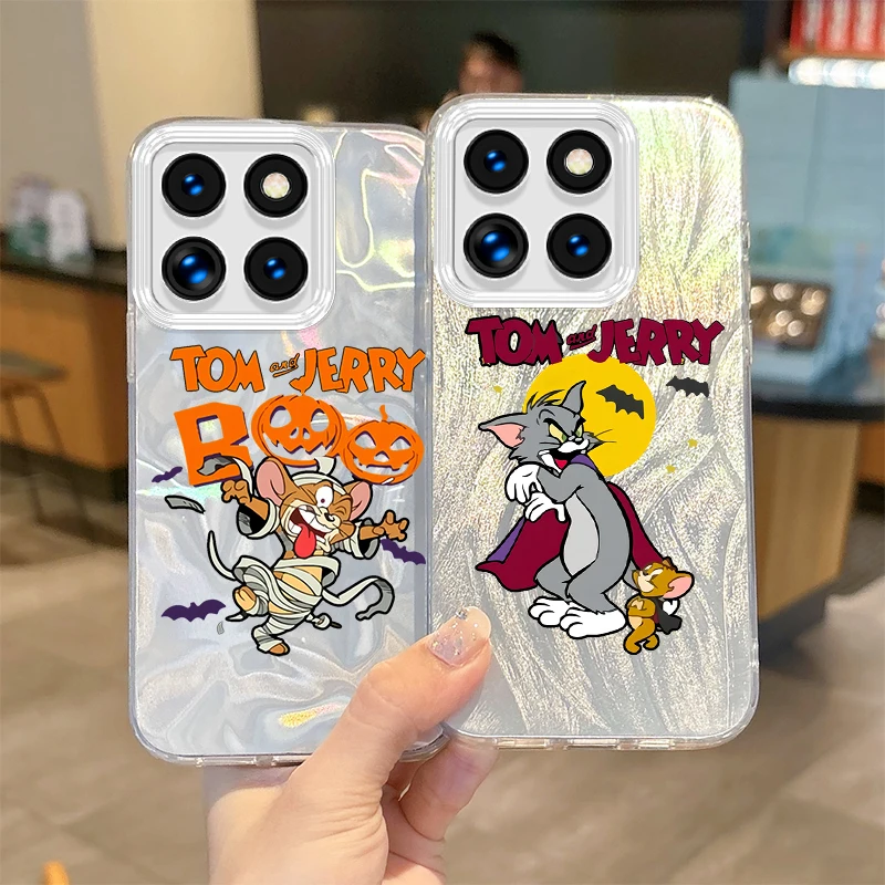 Halloween Pumpkin T-Tom And J-Jerry Cartoon Phone Case for Xiaomi Poco X6 X3 F6 M6 M4 Pro C61 13T 11 Lite Shockproof Matte Cover