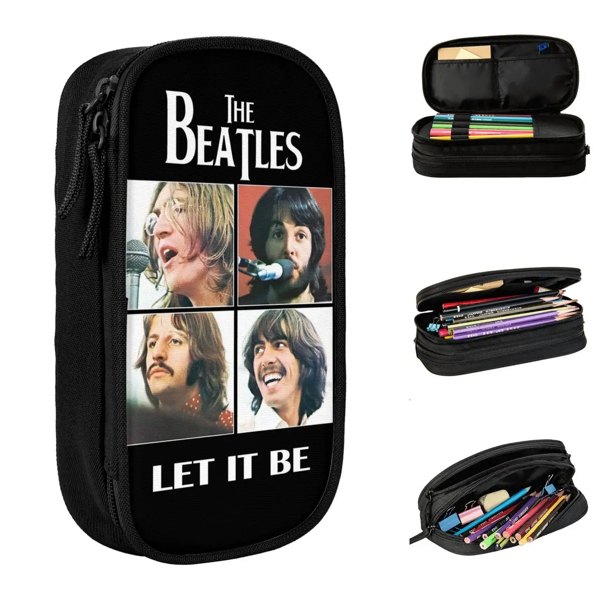 The Beatle Rock Band Pencil Case Lovely Pen Box Bag for Student Large Storage Students School Zipper Pencil Box