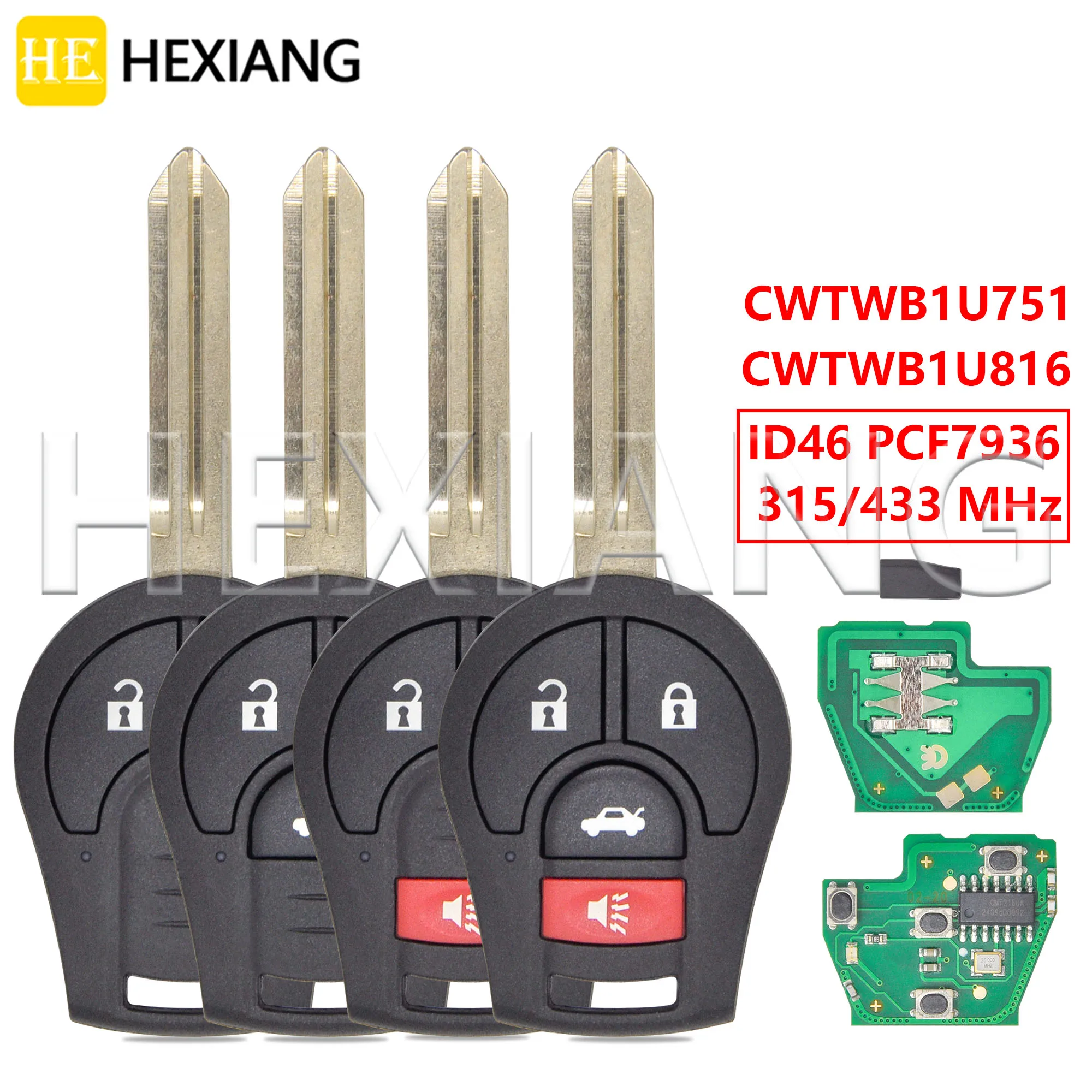 

HE Car Remote Key H0561-C993A For Nissan Rogue Qashqai Sunny Tiida X-Trail Versa Micra CWTWB1U751 TWB1U761 ID46Chip 315/433MHz