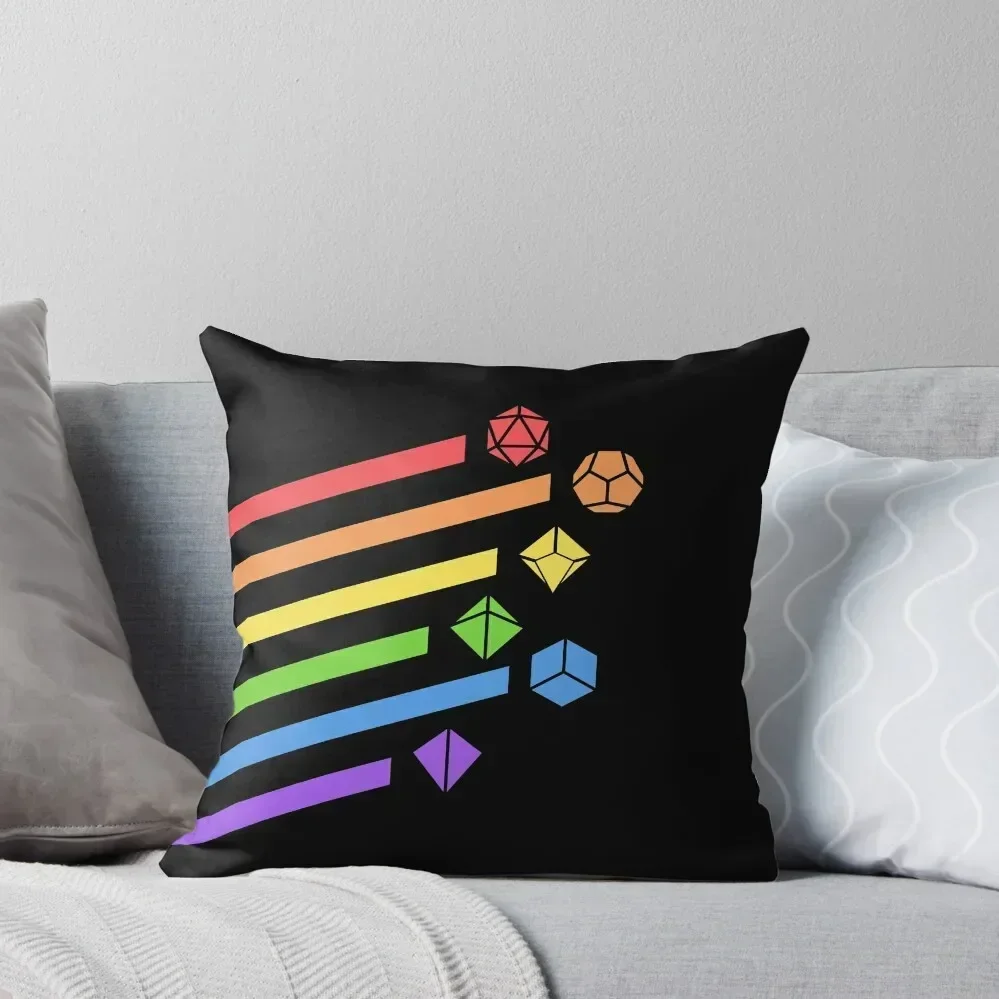 

Rainbow Dice Set Tabletop RPG Gaming Throw Pillow Plaid Sofa Decorative Pillow Covers For Sofa luxury covers pillow