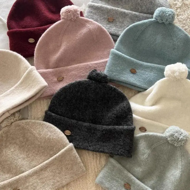 

Стильная однотонная вязаная шапка-бини — женская зимняя шапка, мягкая и теплая модная шапка с помпоном, морозостойкий головной убор