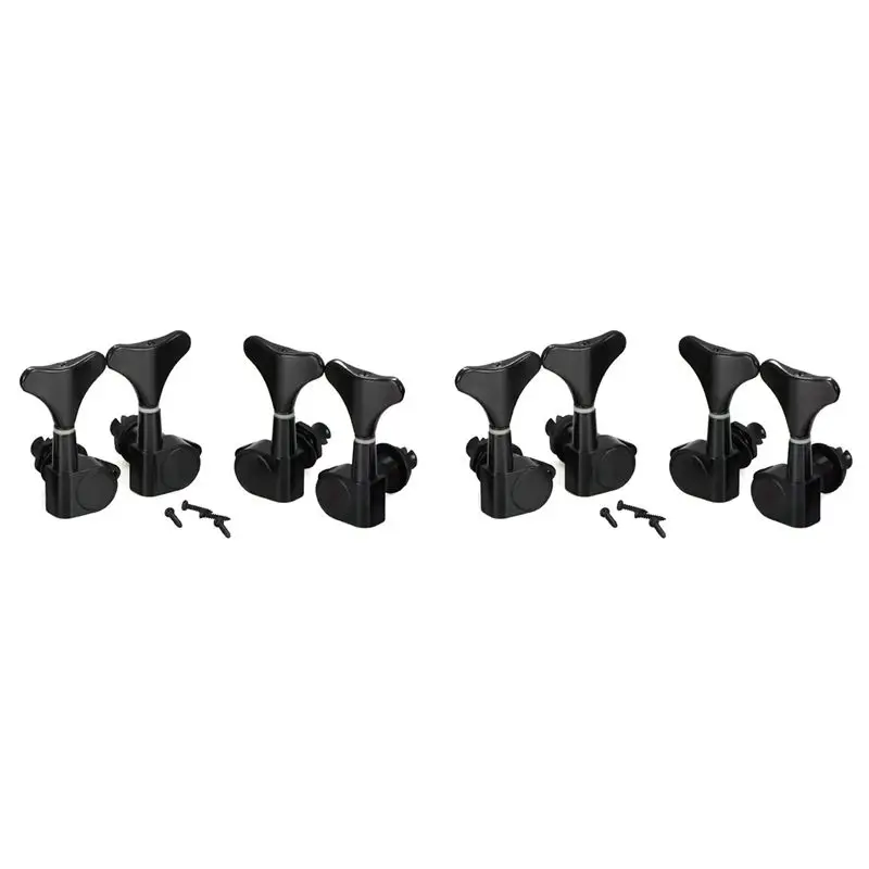 ABLB-4+4 Sealed Bass Guitar Tuning Pegs Keys 4R4L Machine Head Tuners For And Jazz Bass, Black