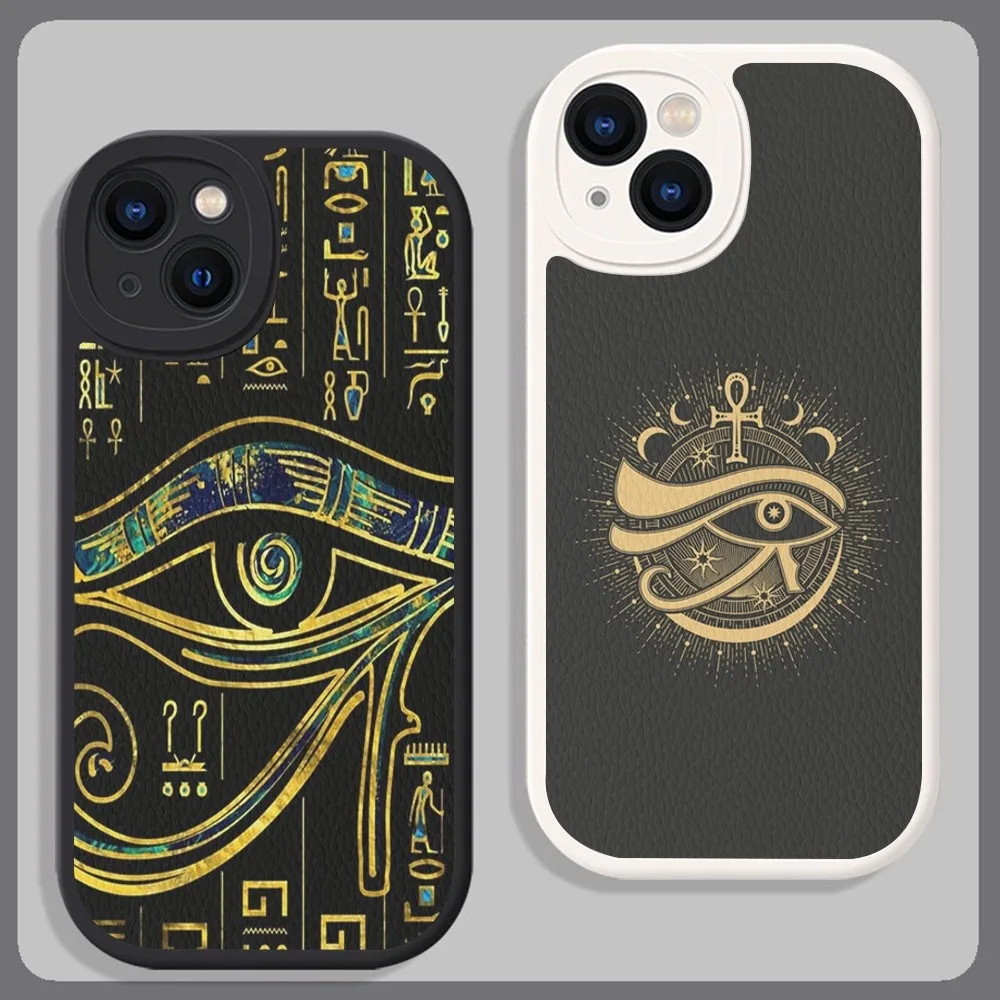 Egyptian Eye Of Horus Art Phone Case Hard Leather For IPhone 16 15 14 13 12 Mini 11 14 Pro Max Xs X Xr 7 8 Plus Fundas