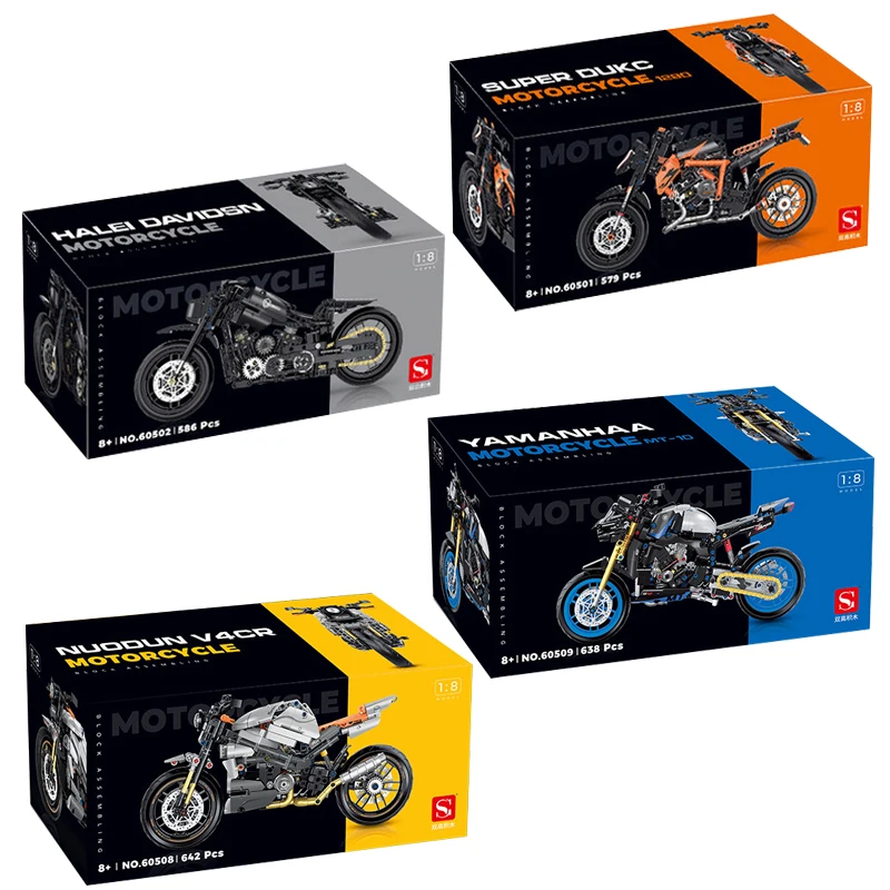 IN STOCK 60508 60509 60502 60501 Technical Motorcycle Building Blocks Bricks Assembling Model Kids Toys Gift Set