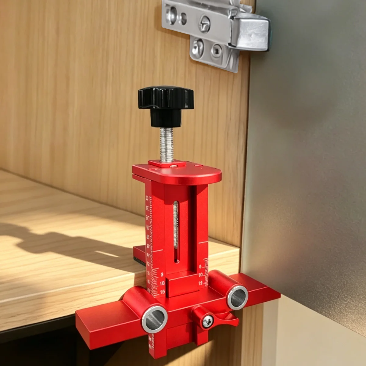 3‑in‑1 Cabinet Door Mounting Jig Adjustable Aluminum Alloy Rebound Device Installation Positioner Woodworking Hardware Tool