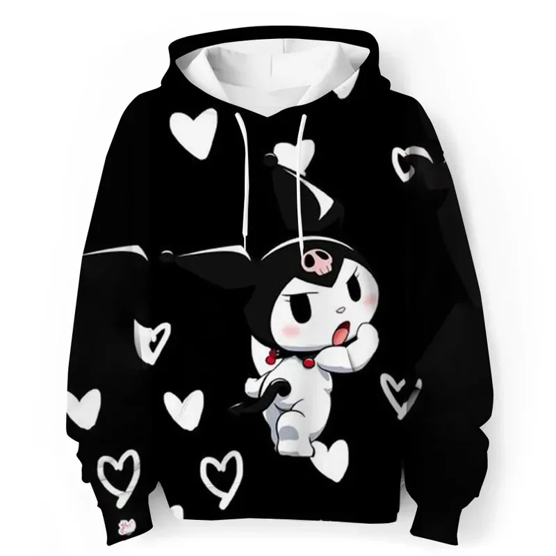 Hello Kitty Kuromi 3D Printed Children's Hoodie Sweatshirt Daily Outdoor Casual Children's Pullover