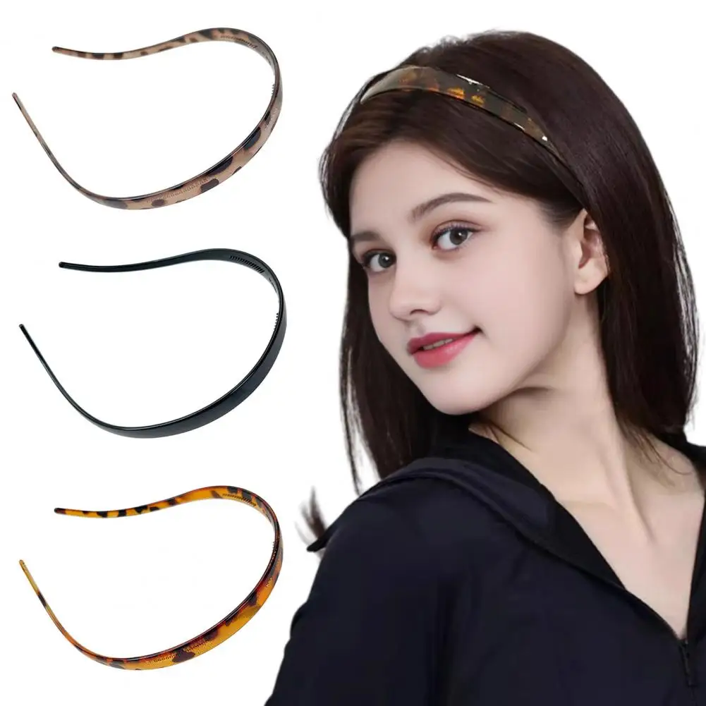 eyeglasses-wearable Headband Leopard Print Resin Headband with Anti-Slip Teeth Retro Tortoise Shell Washing Face Makeup Hair Hoo view 2